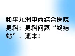和平九洲中西结合医院男科：男科问题“终结站”，速来！
